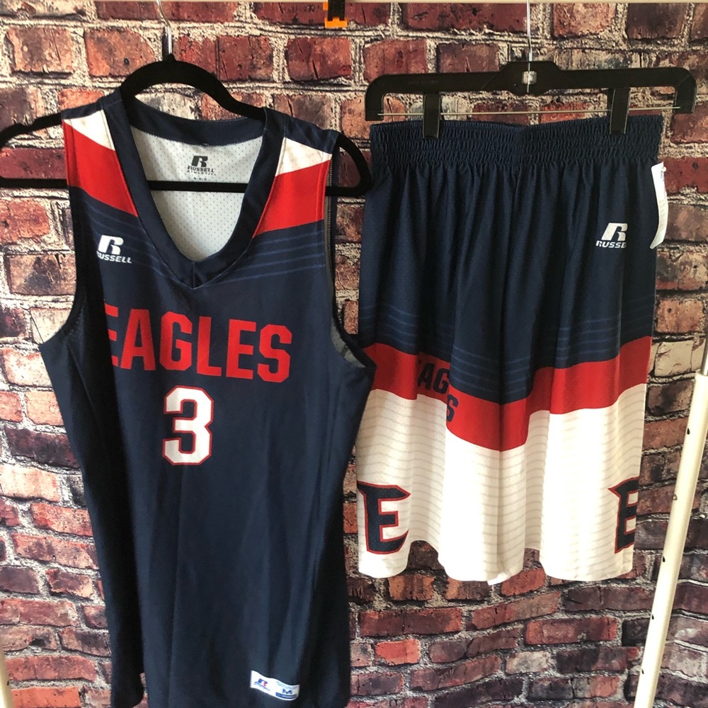 NWT Mens M Eagles Matching Basketball Jersey and Shorts Fastbteak Navy Blue